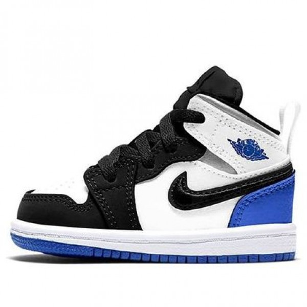 Air Jordan 1 Mid SE TD 'Royal Black Toe' White/Black/Light Solar Flare Heather/Hyper Royal BQ6933-102