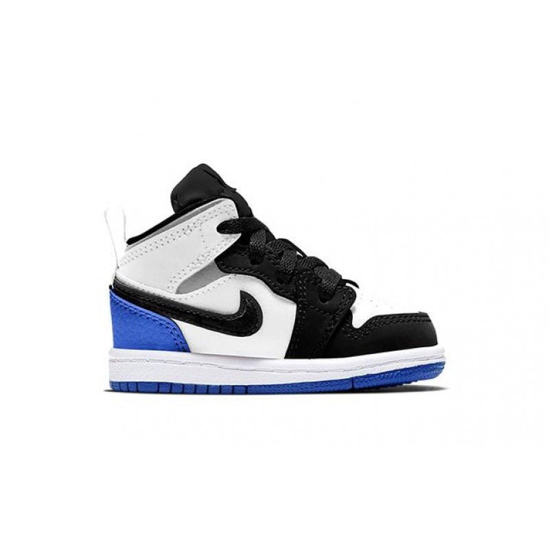 Air Jordan 1 Mid SE TD 'Royal Black Toe' White/Black/Light Solar Flare Heather/Hyper Royal BQ6933-102