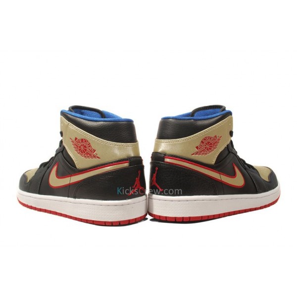 Air Jordan 1 Mid Black Red Metallic Gold 554724-013