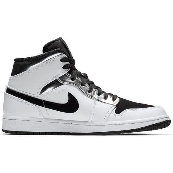 Air Jordan 1 Mid White Black Silver 554724-121