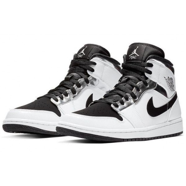 Air Jordan 1 Mid White Black Silver 554724-121