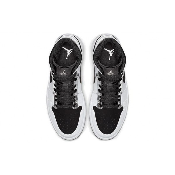 Air Jordan 1 Mid White Black Silver 554724-121