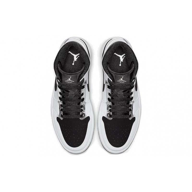 Air Jordan 1 Mid White Black Silver 554724-121