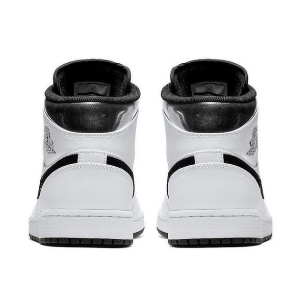 Air Jordan 1 Mid White Black Silver 554724-121