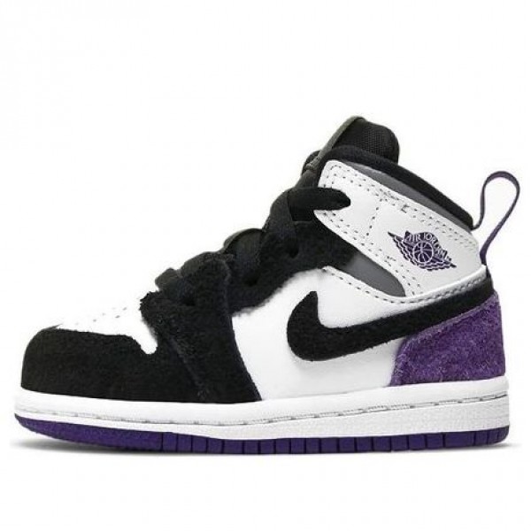 Air Jordan 1 Mid SE TD 'Varsity Purple' White/Black/Light Solar Flare Heather/Varsity Purple BQ6933-105