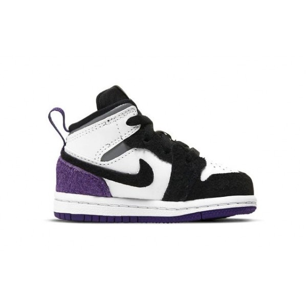 Air Jordan 1 Mid SE TD 'Varsity Purple' White/Black/Light Solar Flare Heather/Varsity Purple BQ6933-105