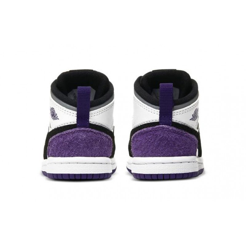 Air Jordan 1 Mid SE TD 'Varsity Purple' White/Black/Light Solar Flare Heather/Varsity Purple BQ6933-105