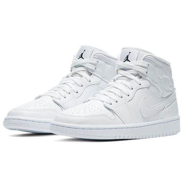 Air Jordan 1 Mid 'White Snakeskin' White Snakeskin (W) BQ6472-110