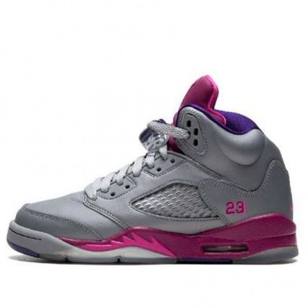 Nike Girls Air Jordan 5 Retro GS Cement Grey Pink Flash 440892-009