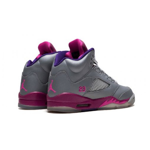 Nike Girls Air Jordan 5 Retro GS Cement Grey Pink Flash 440892-009