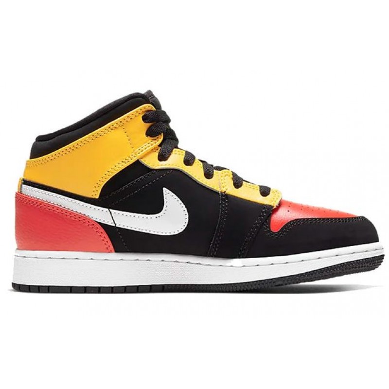 Air Jordan 1 Mid SE'Amarillo Team Orange' GS Black/Amarillo/White/Team Orange BQ6931-087