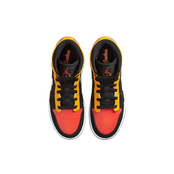 Air Jordan 1 Mid SE'Amarillo Team Orange' GS Black/Amarillo/White/Team Orange BQ6931-087