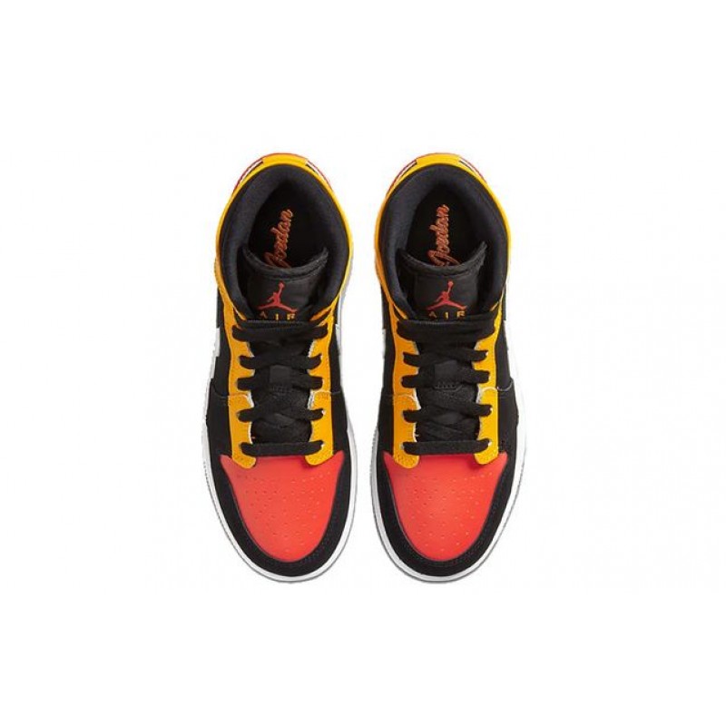 Air Jordan 1 Mid SE'Amarillo Team Orange' GS Black/Amarillo/White/Team Orange BQ6931-087