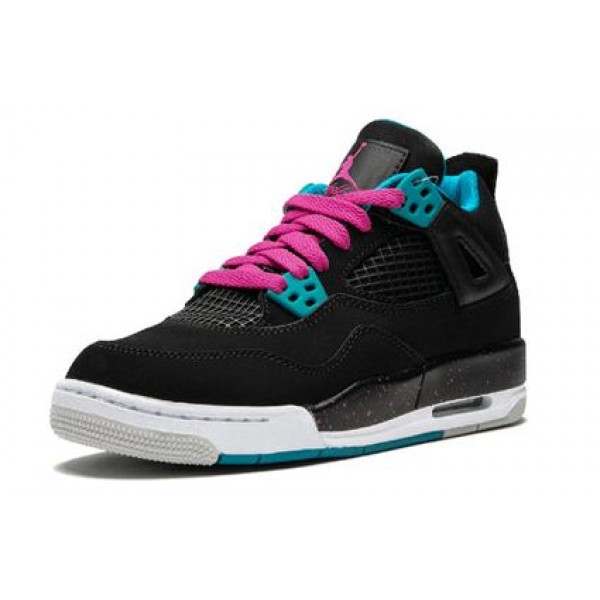 Nike Girls Air Jordan 4 Retro Black Dynamic Blue Pink 487724-019