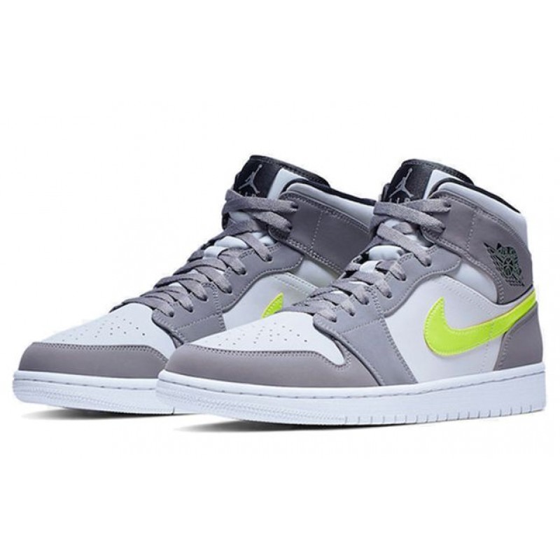 Air Jordan 1 Mid Grey Volt 554724-072