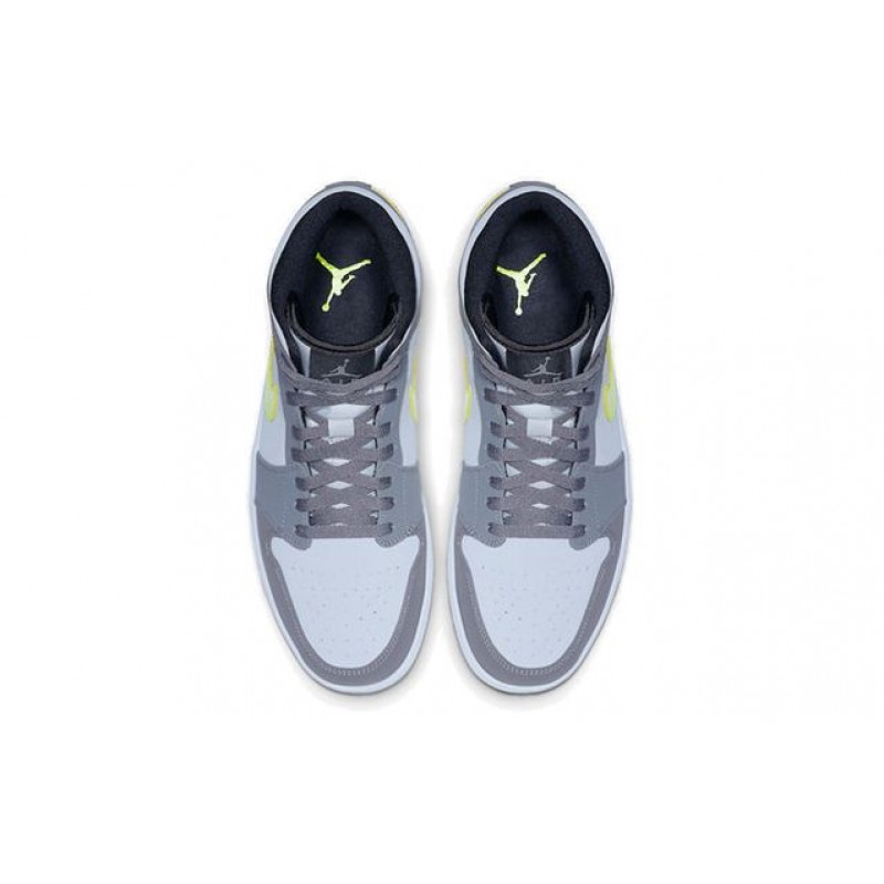 Air Jordan 1 Mid Grey Volt 554724-072