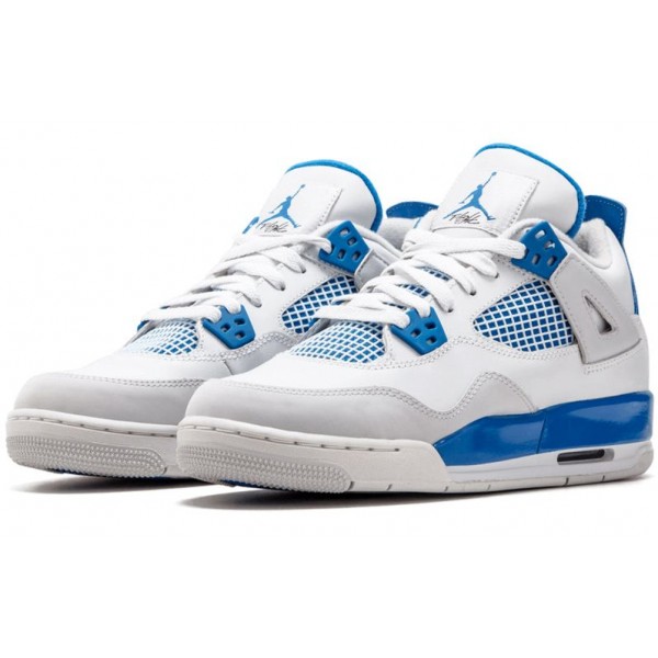 Air Jordan 4 Retro GS White Military Blue Grey 408452-105