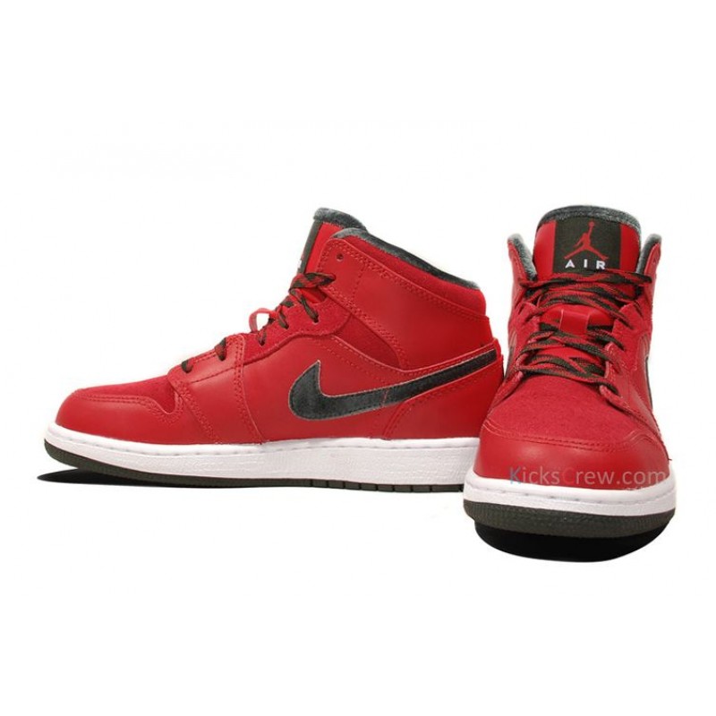 Air Jordan 1 Mid PREM BG Varsity Red Dark Army 619049-631