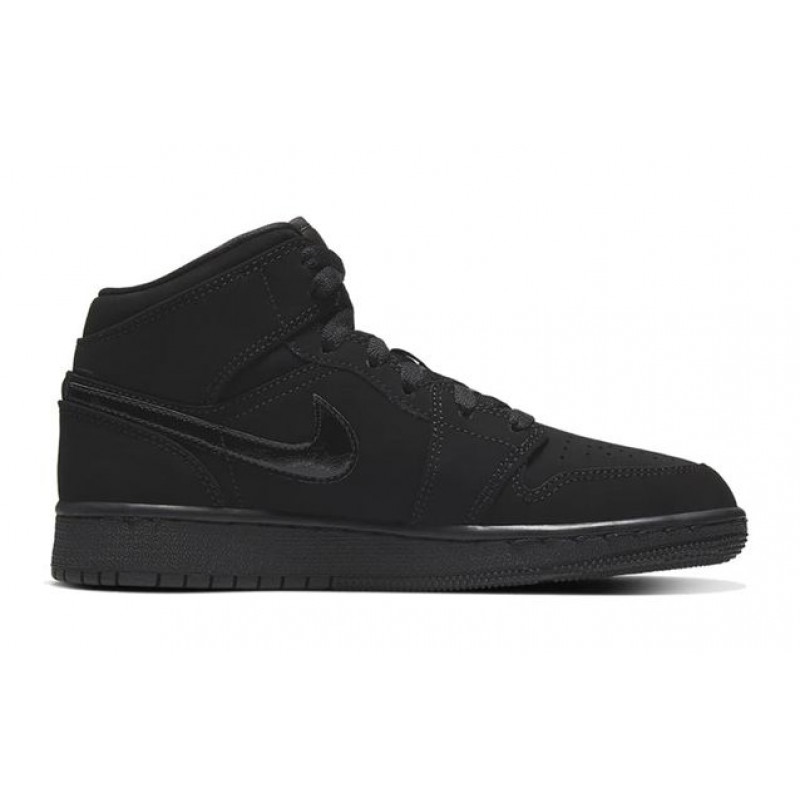 Air Jordan 1 Mid GS 'Triple Black' Black/Black/Black 554725-056