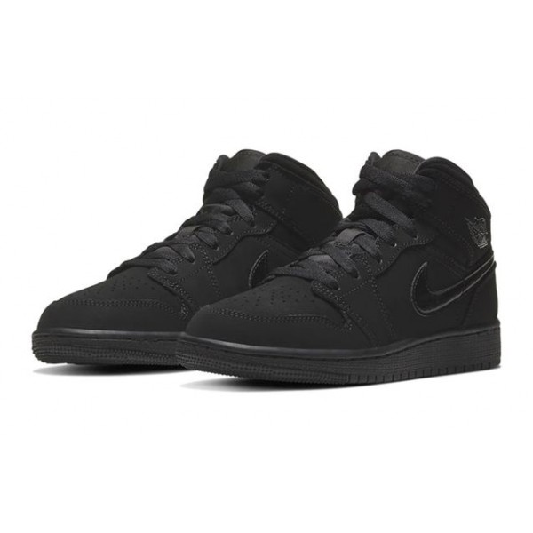 Air Jordan 1 Mid GS 'Triple Black' Black/Black/Black 554725-056