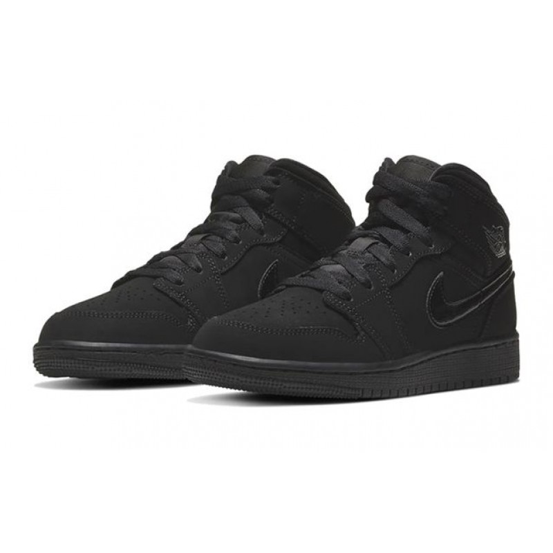 Air Jordan 1 Mid GS 'Triple Black' Black/Black/Black 554725-056