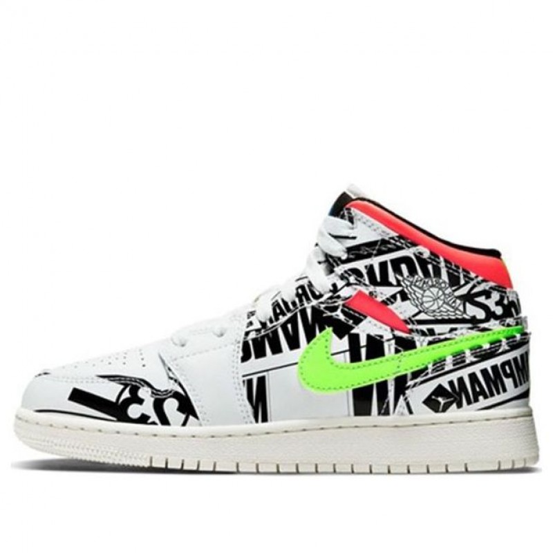 Air Jordan 1 Mid GS All Over Logos 554725-143