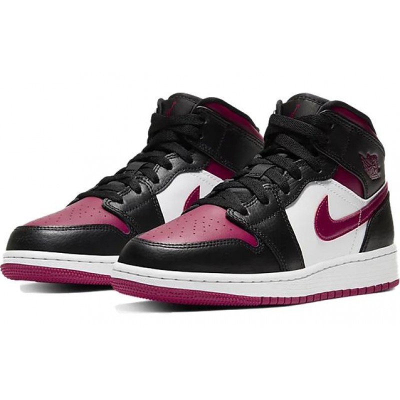 Air Jordan 1 Mid GS Black Noble Red 554725-066