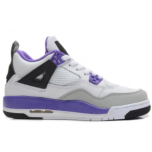 Nike Girls Air Jordan 4 Retro GS White Ultra Violet 487724-108