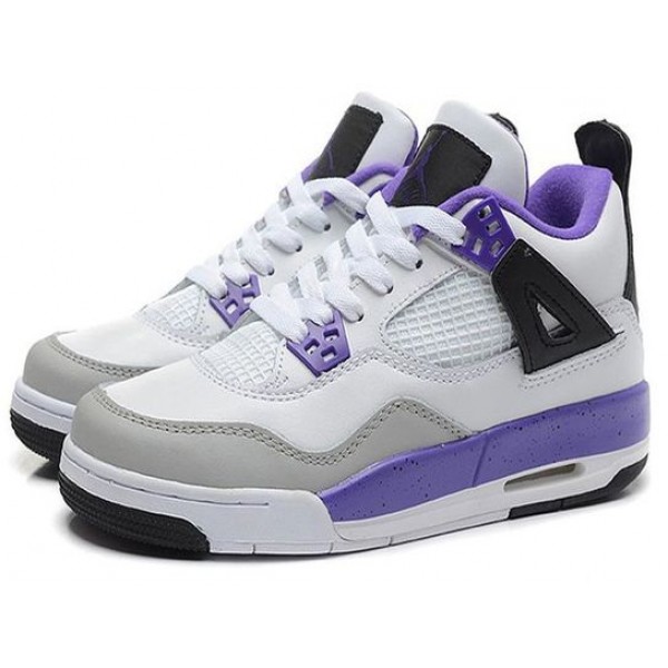 Nike Girls Air Jordan 4 Retro GS White Ultra Violet 487724-108