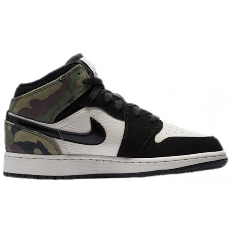 Air Jordan 1 Mid SE GS 'Camo' Light Bone/Black CW5550-001