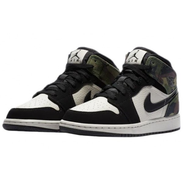 Air Jordan 1 Mid SE GS 'Camo' Light Bone/Black CW5550-001