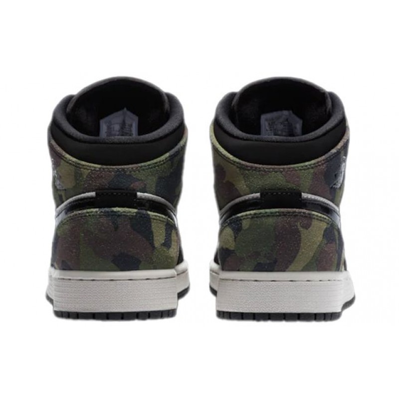 Air Jordan 1 Mid SE GS 'Camo' Light Bone/Black CW5550-001