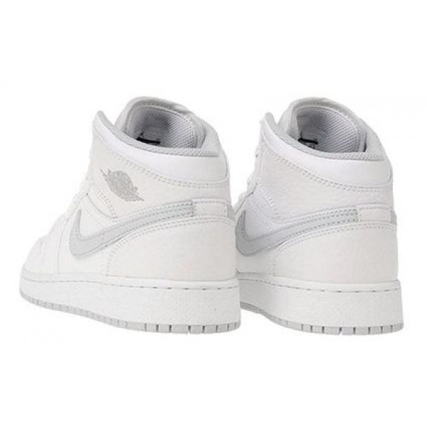 Air Jordan 1 Mid'White Platinum' BG White/Pure Platinum 554725-108