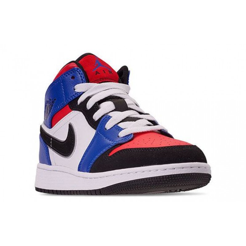 Air Jordan 1 Mid GS White Royal Blue Red 554725-124