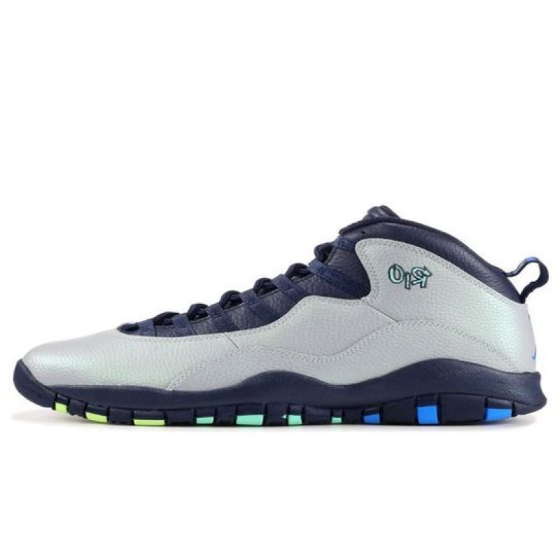 Air Jordan 10 Retro'Rio' BG Wolf Grey/Photo Blue-Obsidian-Green Glow 310806-019