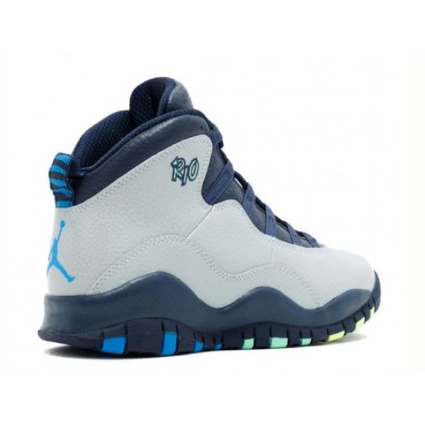 Air Jordan 10 Retro'Rio' BG Wolf Grey/Photo Blue-Obsidian-Green Glow 310806-019