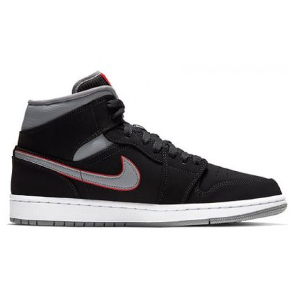 Air Jordan 1 Mid Black Grey Gym Red 554724-060