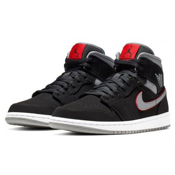 Air Jordan 1 Mid Black Grey Gym Red 554724-060