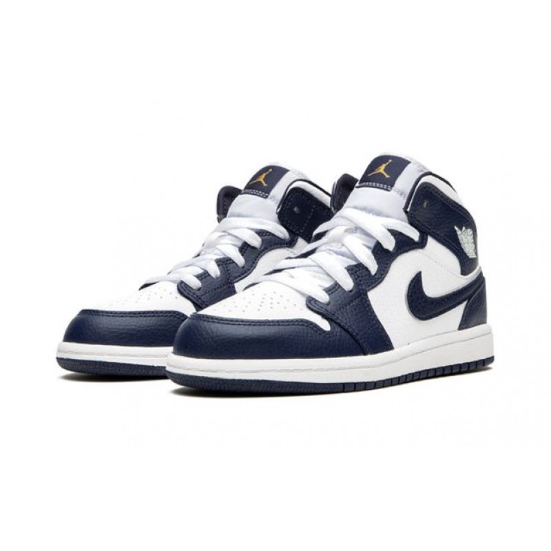 Air Jordan 1 Mid PS 'Obsidian' White/Metallic Gold/Obsidian 640734-174