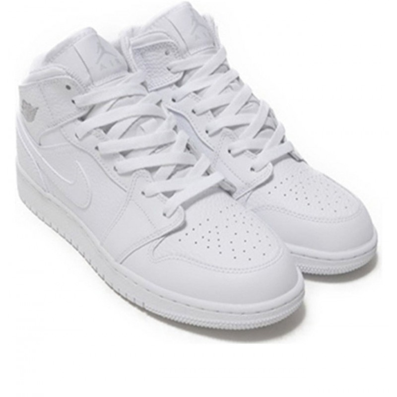 Air Jordan 1 Mid GS White Pure Platinum 554725-109