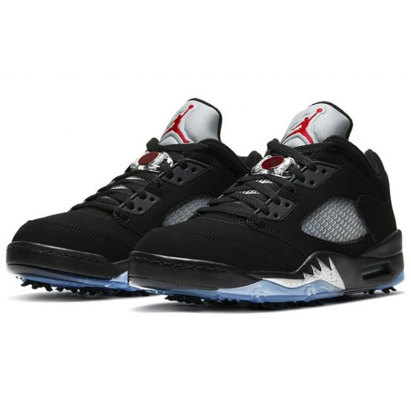 Air Jordan 5 Low Golf 'Metallic' Black/Fire Red/Metallic Silver CU4523-003