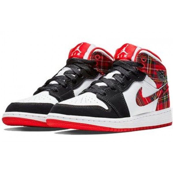 Air Jordan 1 Mid GS White Black Red 554725-607