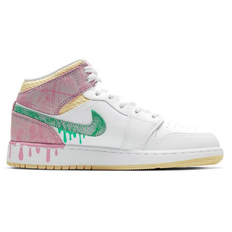 Air Jordan 1 Mid SE GS Paint Drip DD1666-100