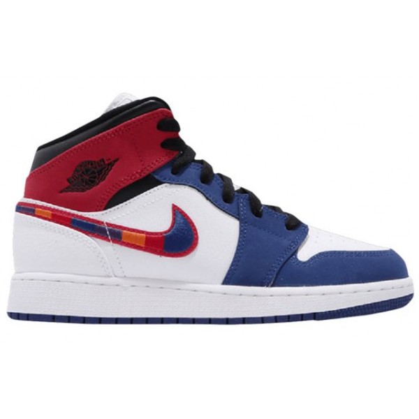 Air Jordan 1 Mid SE PS 'Multicolored Swoosh' White/University Red/Rush Blue BQ6932-146