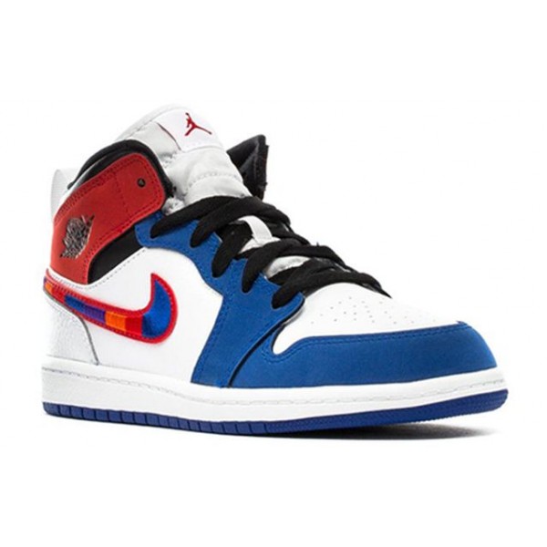 Air Jordan 1 Mid SE PS 'Multicolored Swoosh' White/University Red/Rush Blue BQ6932-146