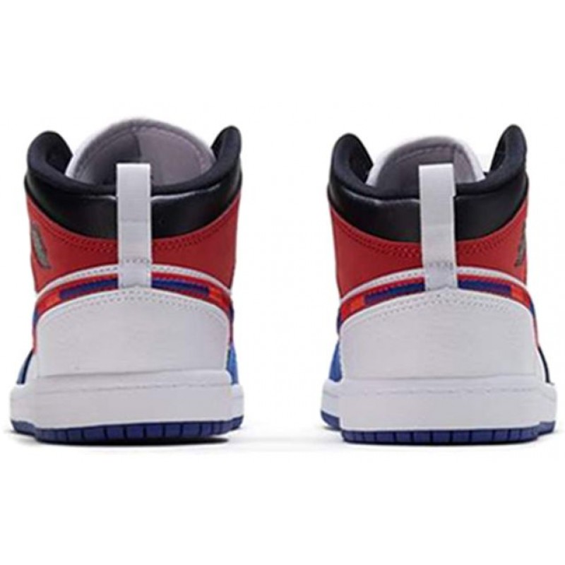 Air Jordan 1 Mid SE PS 'Multicolored Swoosh' White/University Red/Rush Blue BQ6932-146