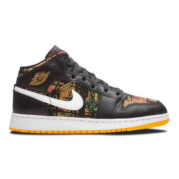 Air Jordan 1 Mid GS 'Black Laser Orange' Black/White/Laser Orange 555112-003