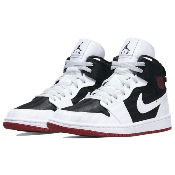 Nike Womens Air Jordan 1 Mid SE Utility Canvas White Black Gym Red DD9338-016