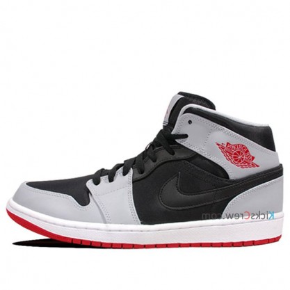 Air Jordan 1 Mid Black Wolf Grey Red 554724-012