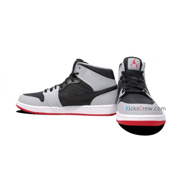 Air Jordan 1 Mid Black Wolf Grey Red 554724-012